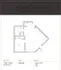 Elegant floor plan of The Sawyer at Waterfront Place with 1 bedroom, 1 bathroom, and a spacious living area.