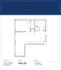 Detailed floor plan of 'The Carling' at Waterfront Place featuring 1 bedroom, 1 bathroom, and open living space across 656 square feet.