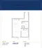 1-bedroom floor plan with kitchen island, spacious living area, and deck at The Carling.