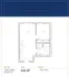 1-bedroom, 1-bathroom floor plan at The Carling Waterfront Place, featuring a spacious living area and kitchen, 641 sq ft.