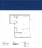Contemporary 1 bed, 1 bath floor plan at The Carling featuring an open kitchen, living area, and a private deck.