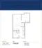 Elegant floor plan of The Carling at Waterfront Place, featuring 1 bedroom, open living-dining area, and modern kitchen.