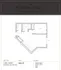 Modern 1 bedroom, 1 bathroom floor plan with open-concept kitchen and living area, featuring a deck and washer/dryer.