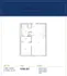 Sleek and modern floor plan at The Carling, featuring 1 bedroom, 1 bathroom, and an open living area with kitchen island, walk-in closet, and in-unit washer and dryer, encompassing 698 square feet of elegant space.