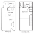 Chic two-level floor plan featuring an inviting open kitchen and living area on the first level, with a spacious bedroom and bath on the second floor. Perfect for stylish modern living.