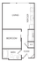Modern floor plan showcasing a single bedroom apartment with spacious living area, kitchen, and cozy bath.