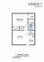 Charming floor plan at Vines at Adams featuring 1 bedroom, 1 bath, open living and dining area, and a cozy kitchen. Total area of 625 sq. ft. with ample closet space.