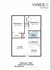 Charming Vines at Adams floor plan showcasing 2 spacious bedrooms, a cozy living area, efficient kitchen, and dining space, all within 925 sq ft.