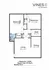 Elegant floor plan of Vines at Meridian showcasing 2 bedrooms, 2 modern baths, spacious living and dining areas, covering 875 sq ft.
