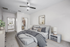 Bed and ceiling fan and closet