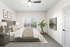 Bed, ceiling fan, and TV
