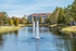 Pond with fountain feature