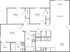 Modern 3-bedroom apartment floor plan with sunroom, spacious living room, and dining area, featuring dual bathrooms and ample closet space.