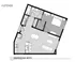 Modern 1-bedroom floor plan labeled 'Fletcher,' featuring an open-concept living and dining area, sleek kitchen, and spacious bathroom.