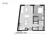 Modern floor plan for Unit 216, featuring one bedroom, open-concept living and dining area, stylish kitchen, and bathroom in the Holiday complex.