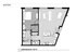 Modern floor plan for Unit 212 featuring a spacious living area, open kitchen, and one bedroom with an ensuite bathroom.