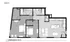 Modern Penthouse floor plan layout for Unit 412 featuring a master suite, spacious living area, open-concept kitchen, and two luxury bathrooms.