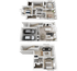 Modern multi-level floor plan with a spacious two-car garage, stylish kitchen, open-concept living area, three cozy bedrooms, and elegant bathrooms.