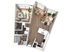 Chic 1-bedroom floor plan with expansive living room, open kitchen layout, abundant natural light, and modern finishes.