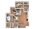 Elegant 2D floor plan with two cozy bedrooms, a stylish open-concept living room, and a modern kitchen and dining area.
