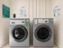 Modern laundry room featuring state-of-the-art washers with convenient digital payment options and clear user instructions displayed.