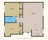 Elegant 2-bedroom floor plan with spacious living and dining area, modern kitchen, and a full bathroom.