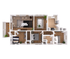 Modern 2D floor plan showcasing a 3-bedroom layout with an open living area, dining space, and sleek kitchen design.