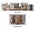 Charming two-level floor plan featuring a cozy living room, modern kitchen, bathroom, and two bedrooms on the first floor with a spacious master suite and lounge area on the second floor.