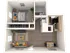 Inviting 3D floor plan featuring a cozy bedroom, modern kitchen, and intimate living area with vibrant decor.