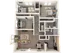 Modern 3D floor plan showcasing 3 bedrooms, inviting living space, elegant kitchen, and 2 full bathrooms with stylish finishes.