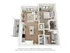 Modern 3D floor plan showcases a spacious one-bedroom apartment with an open-concept living area, stylish kitchen, and private balcony.