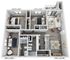 Modern 3D floor plan showcasing a spacious 3-bedroom apartment with an inviting living area, contemporary kitchen, and cozy balcony.