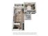 Modern 3D floor plan showcasing a stylish one-bedroom apartment with a cozy living area, elegant kitchen, and a private balcony.