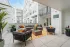 Outdoor seating area with ambient string lights
