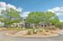 Charming property surrounded by lush greenery and vibrant landscape, featuring a welcoming entrance to the leasing office under a bright blue sky.