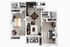 Contemporary 3D floor plan showcasing two cozy bedrooms, a modern open-plan kitchen, stylish living area, and two sleek bathrooms.