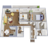 Two bedroom, 2 bath, 931 square feet