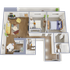 Two bedroom, two bath, 1,191 square feet