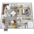 A1 - one bedroom, one bath apartment floor plan