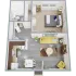 A2 - one bedroom, one bath apartment floor plan