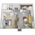 A3 - one bedroom, one bath apartment floor plan