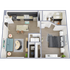 A1 - one bedroom, one bath apartment floor plan