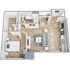 A2 - one bedroom, one bath apartment floor plan