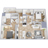 B2 - two bedroom, two bath apartment floor plan