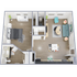 A2 - one bedroom, one bath apartment floor plan