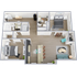 B2 - two bedroom, two bath apartment floor plan