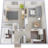 A2 - One bedroom, one bath, 600 square foot apartment