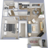 A2 - One bedroom, one bath, 773 square foot apartment