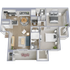 B1 - Two bedroom, two bath, 1,008 square foot apartment