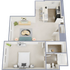 A3 - One bedroom, one bath, 535 square foot apartment